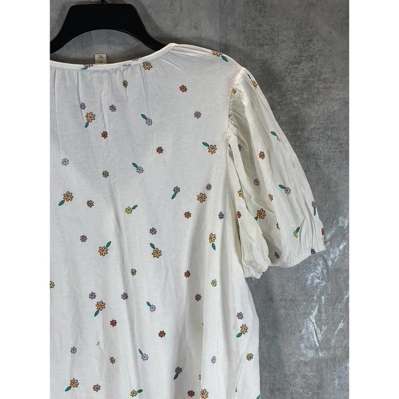 Style & Co Women's Plus Size White Garden Printed Puff-Sleeve Tie-Neck Top SZ 2X - Picture 4 of 10